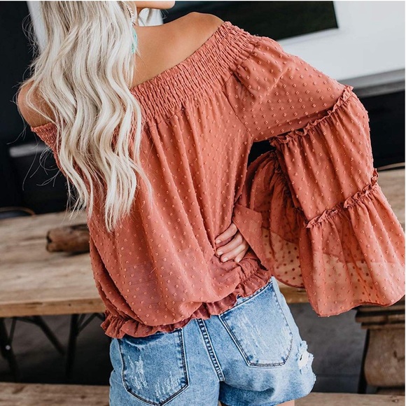 /DELILAH/ 5⭐️ Chiffon Off Shoulder Boho Blouse Top - Picture 3 of 4